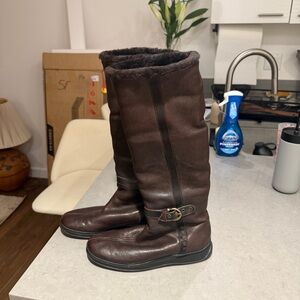 Prada Brown Shearling Leather Boots